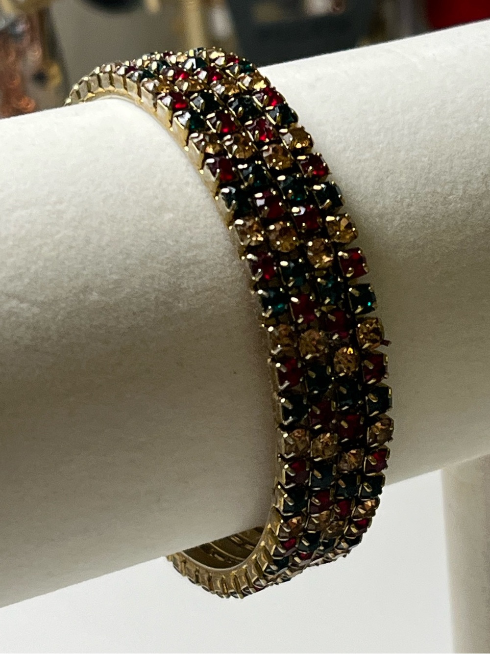 Multicolor Rhinestone Stretch Bangle Bracelet Set - Picture 3 of 5